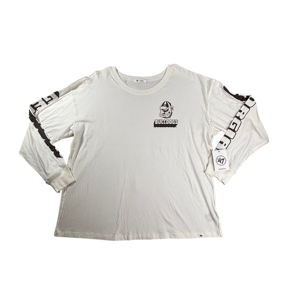 47 Brand Georgia Bulldogs Long Sleeve Graphic Tee Cream XL NWT